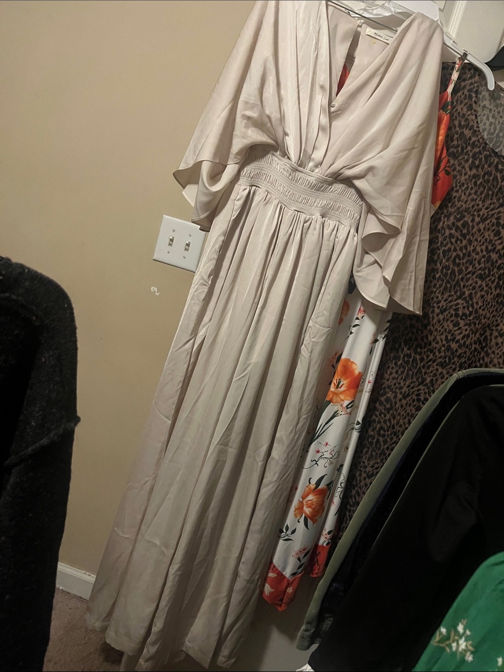 Mustard Seed Light Cream Wrap-Front Wide-Leg Jumpsuit - Picture 3 of 3